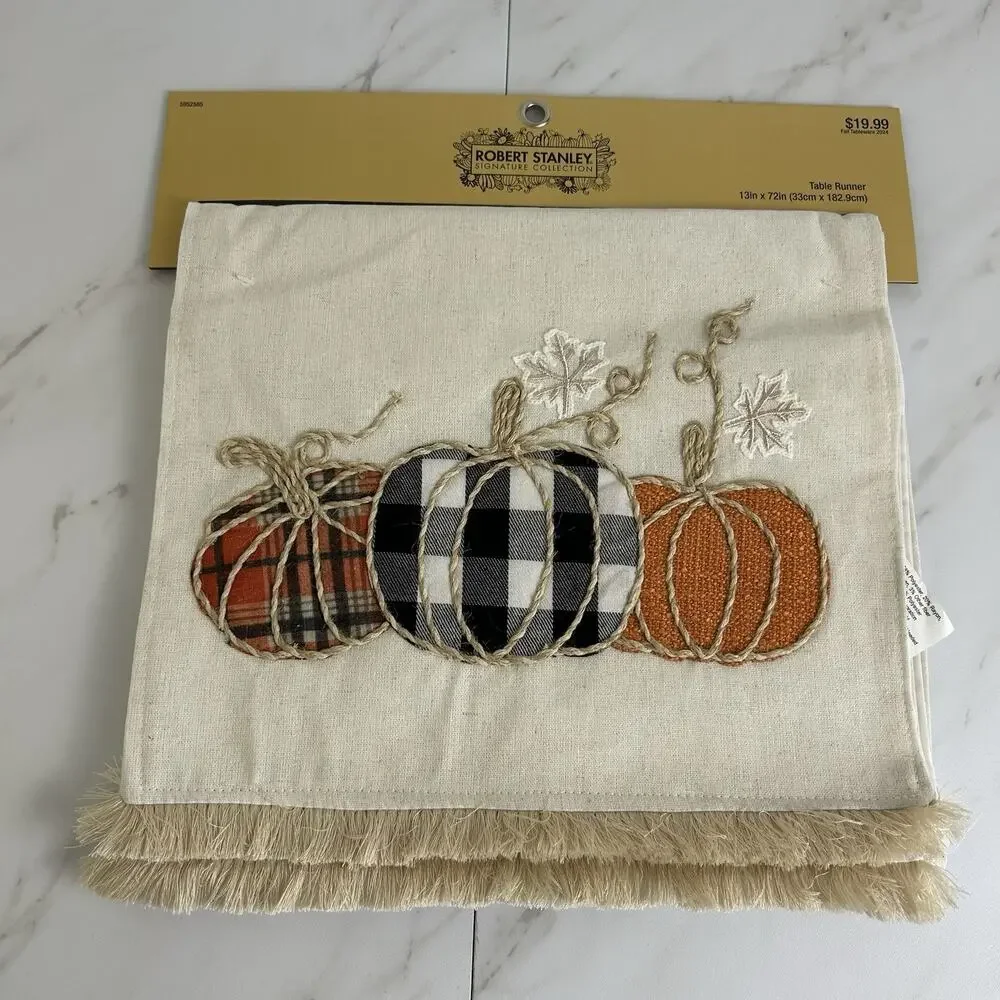 Robert Stanley Fall Pumpkin Embroidered Table Runner 13